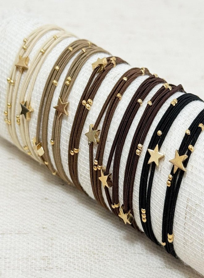 UDeBe 10 Packs Star Hair Ties with Gold Beads – Thin Elastic Ponytail Holders Hair Accessories for Women - Image 2